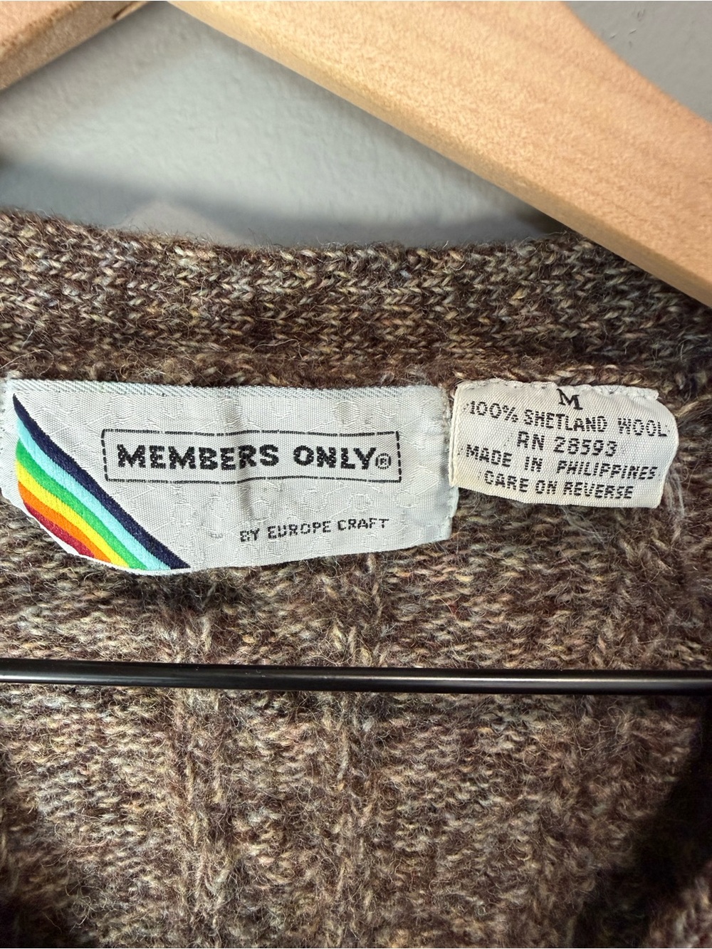 Vintage Members Only 100%‎ Shetland Wool Cable Knit Cardigan Sweater Size M - Picture 4 of 6